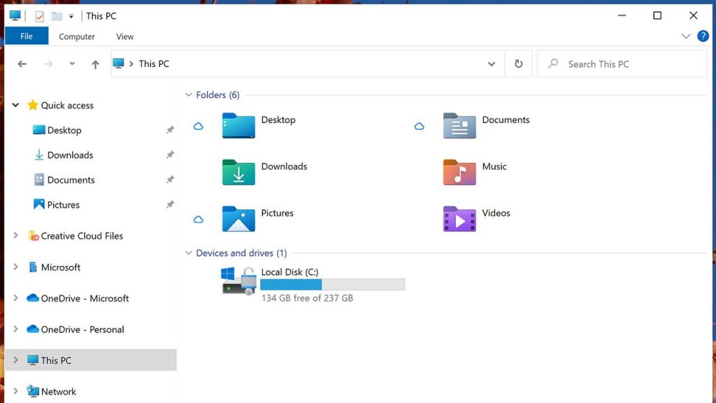 مستعرض الملفات الجديد في ويندوز 10