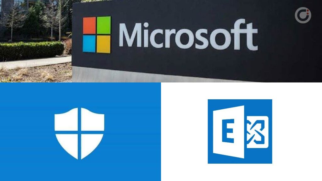 شعار مايكروسوفت وبرنامج مكافح الفيروسات وبرنامج اكسشنج سيرفر