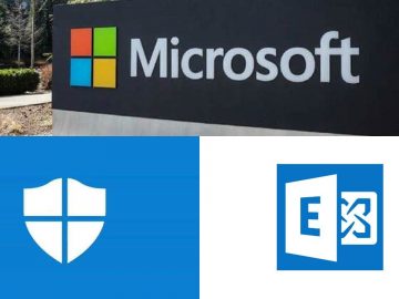 شعار مايكروسوفت وبرنامج مكافح الفيروسات وبرنامج اكسشنج سيرفر